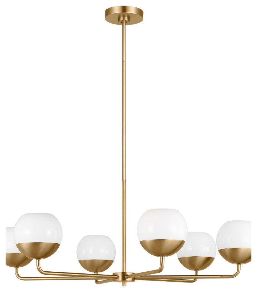 Alvin Six Light Chandelier, Satin Brass