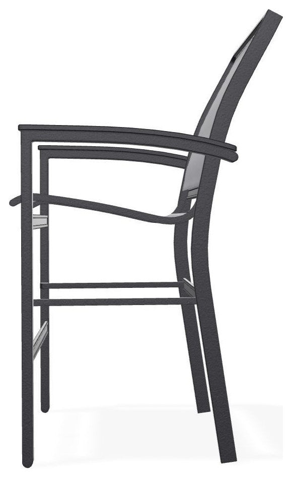 Bazza Sling Balcony Height Stackable Outdoor Stool, Augustine Pewter/Black