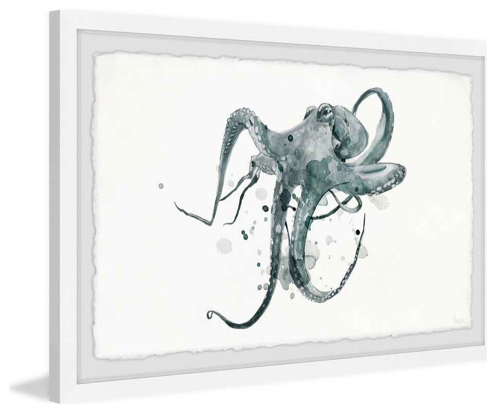 "Wondering Octopus" Framed Painting Print, 24"x16"
