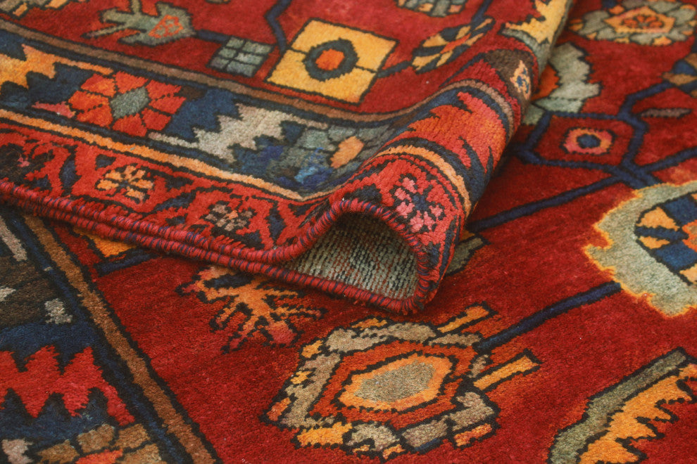 Fine Vintage Distressed Sahba Rust/Navy Runner, 4'2x11'4
