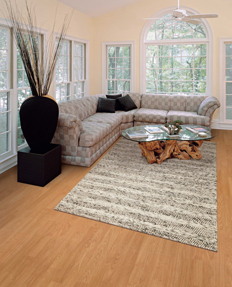 HomeRoots 7' x 9' Wool Grey Area Rug