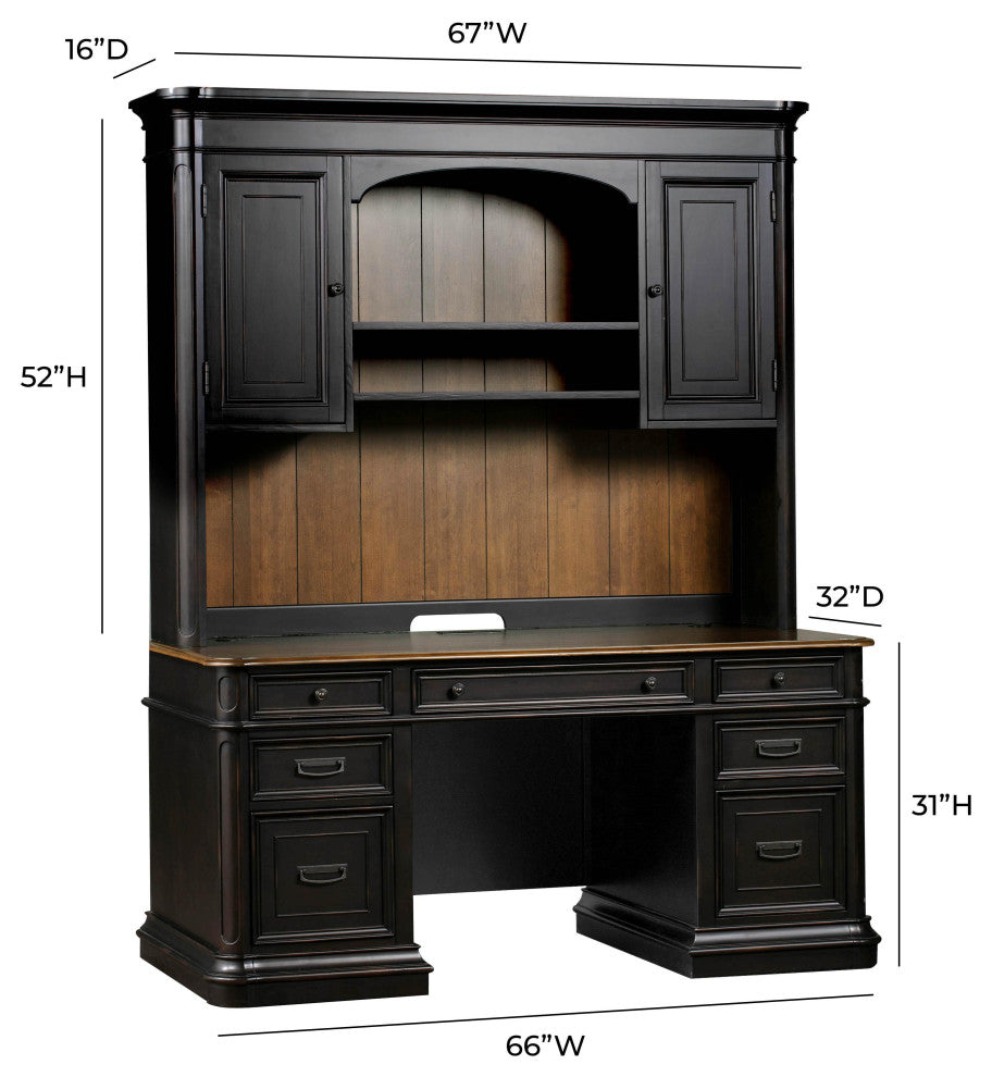 Roanoke Black Credenza & Hutch SET