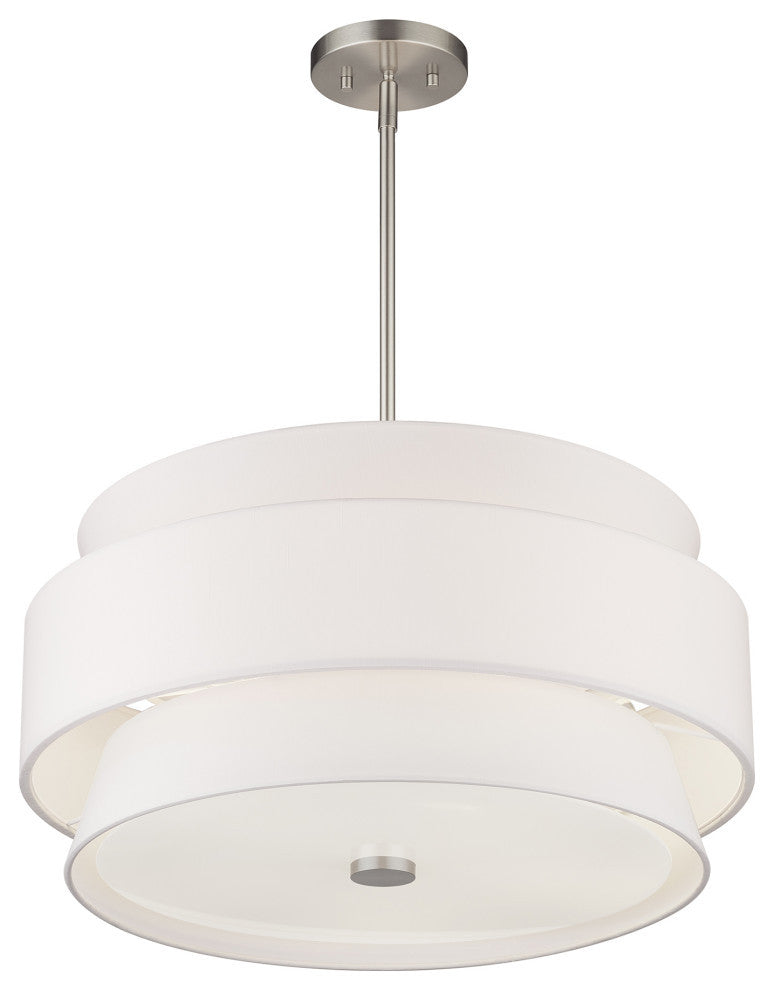Fontana 5-Light Brushed Nickel Chandelier with Off-White Shades