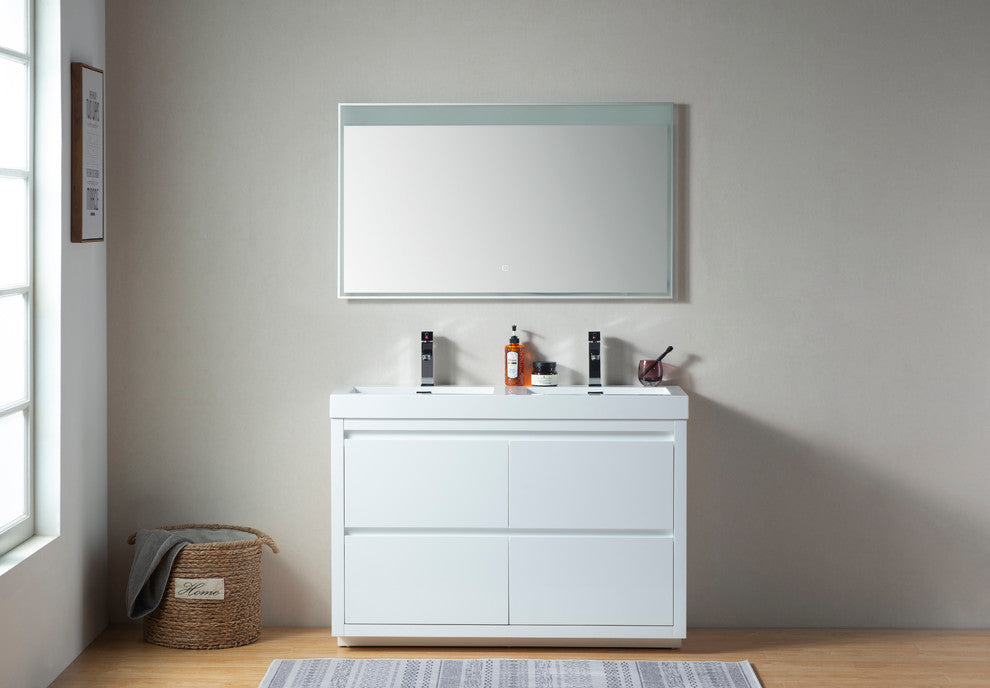 Vanity Art Double-Sink Bathroom Vanity With Resin Top, 48"