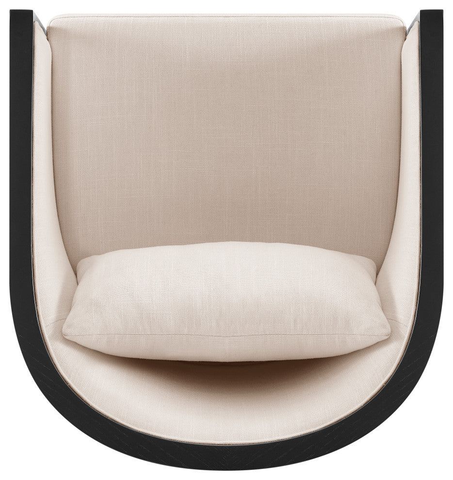 Marilyn Swivel Accent Arm Chair With Rattan, Black