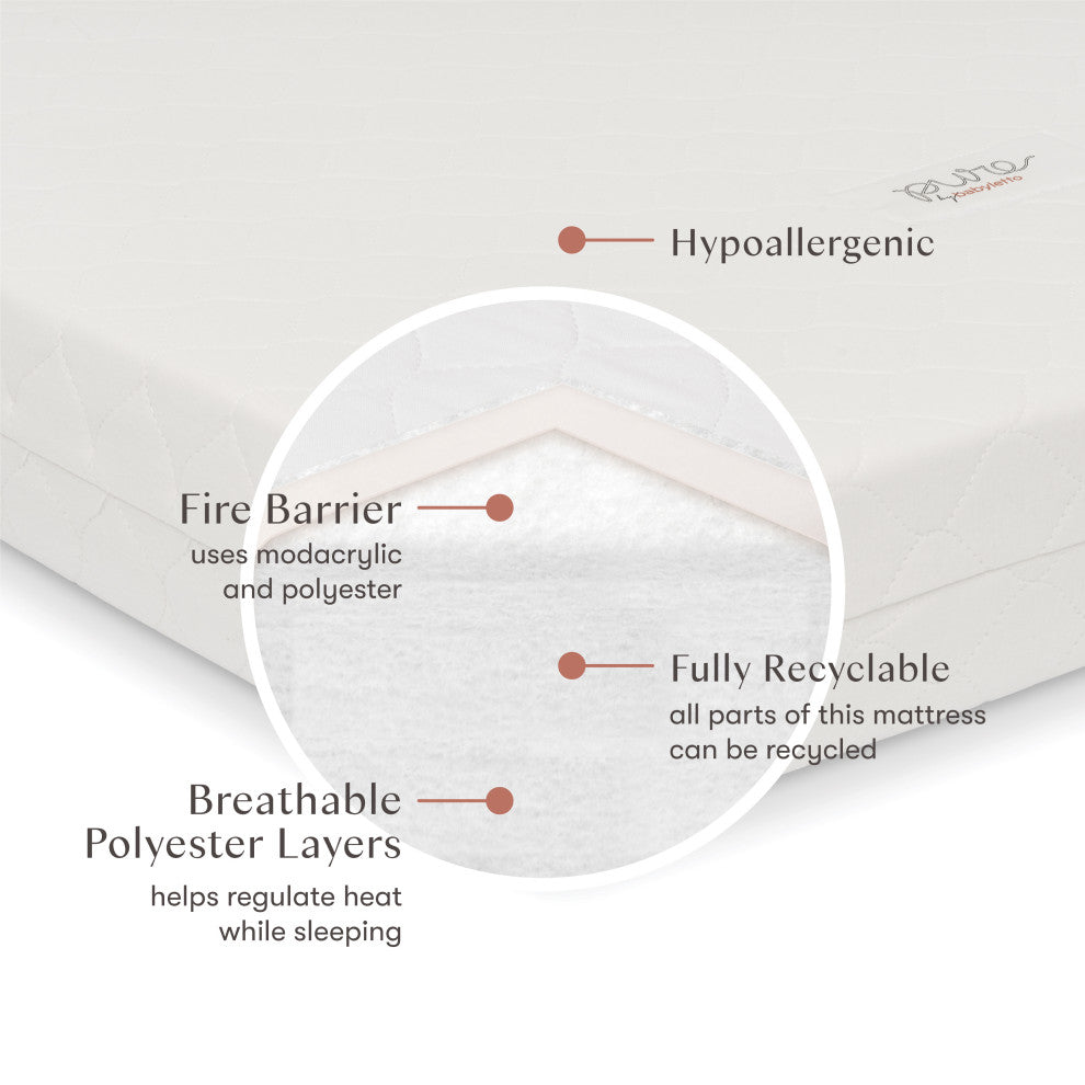 Pure Core Midi Crib Mattress With Hybrid Quilted Waterproof Cover, Lightweight
