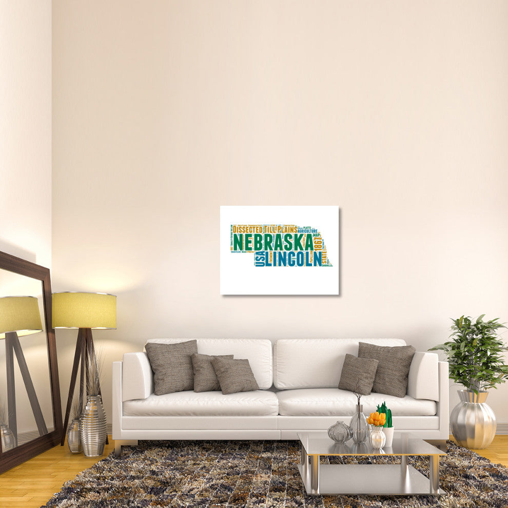 "Nebraska Word Cloud Map" Fine Art Print