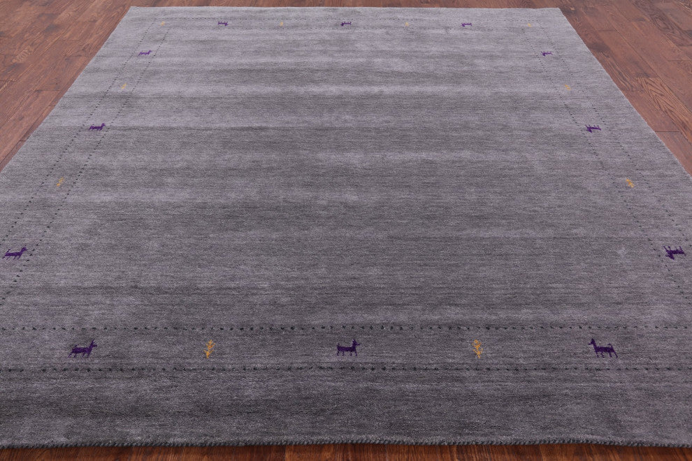 9' Square Hand-Knotted Persian Gabbeh Rug Q4357