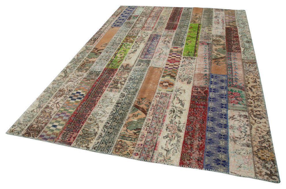 Rug N Carpet - Handwoven Turkish 6' 7" x 9' 10" Unique Patchwork Area Rug