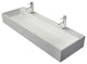 47 Inch Wall-Mount Double Sink Stone Resin Floating Trough Bathroom Sink, Glossy White