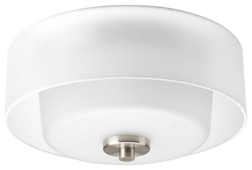 Progress Lighting 2-Light Flush Mount With White Silk Mylar Shade