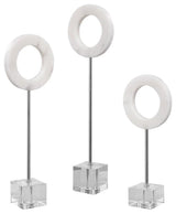 Uttermost Coin Toss Marble Crystal and Iron Rings in White (Set of 3)