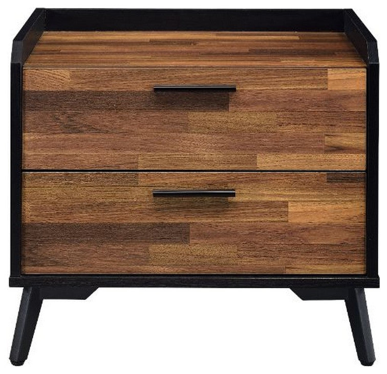 Benzara BM251228 Accent Table With Tempered Tier Shelf, Brown and Black