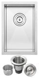 12" Zero Radius Undermount 16-Gauge Stainless Steel Kitchen and Bar Sink, Sink W