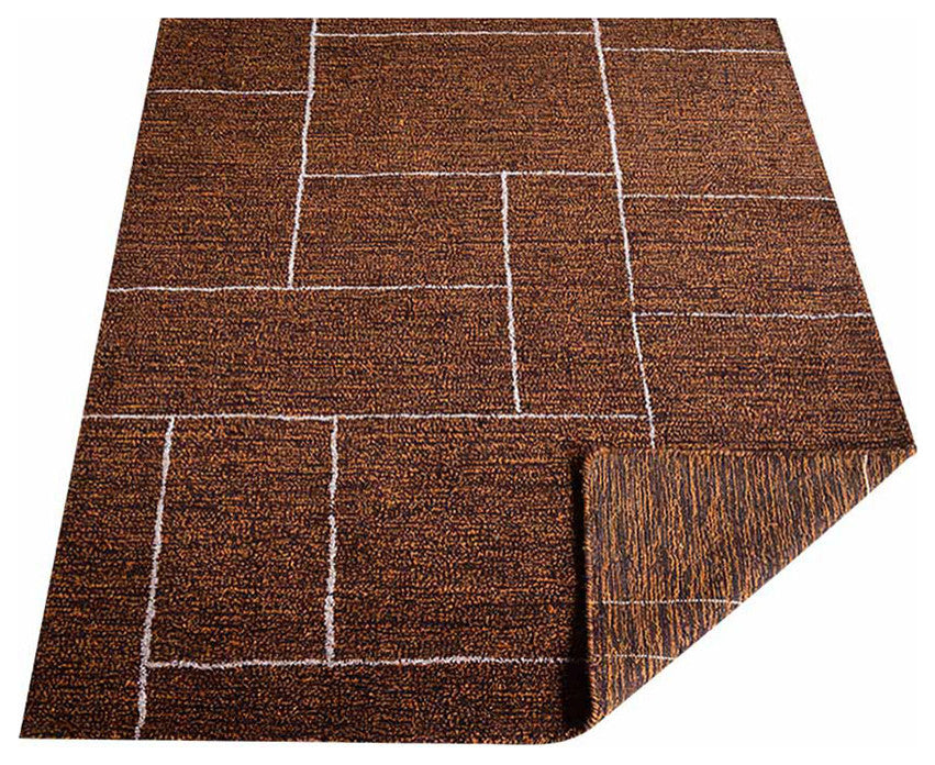 HAND KNOTTED LOOM SILK ECO-FRIENDLY AREA RUGS-Rectangle,Brown Beige,Geometric