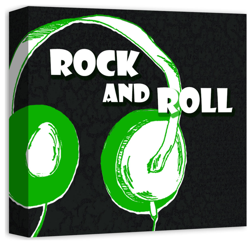 Rock And Roll Headphones 12x12 Canvas Wall Art