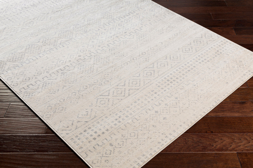 Surya Roma ROM-2341 9'x12'3" Rug, Medium Gray/Light Gray/White