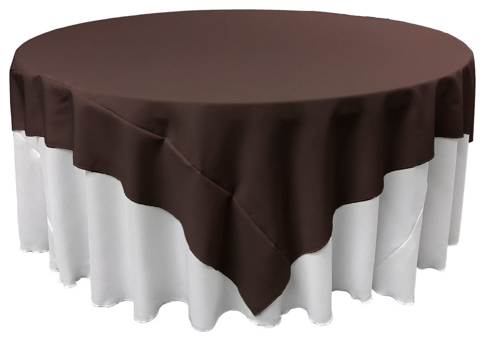 LA Linen Square Polyester Poplin Tablecloth, Brown, 72"x72"