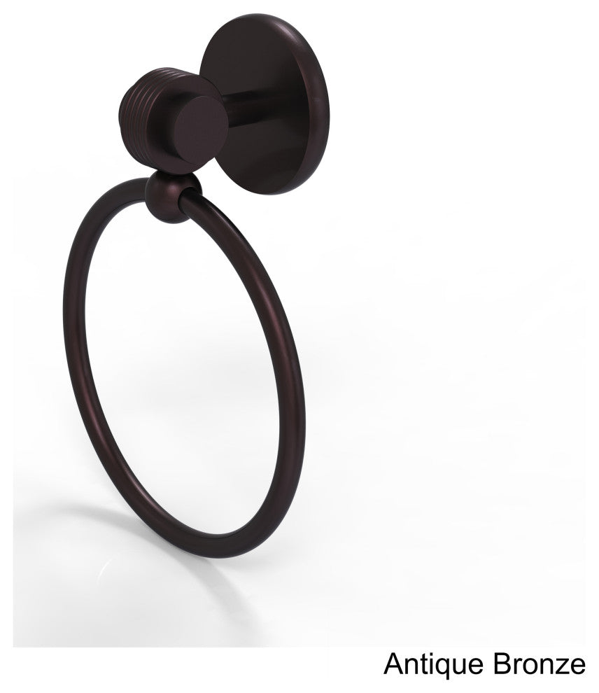 Satellite Orbit Two Towel Ring With Groovy Accent, Antique Bronze