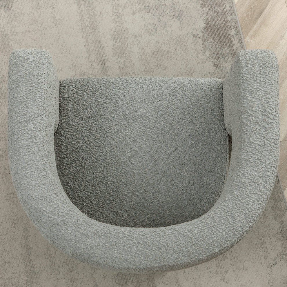 28" Wide Boucle Upholstered Square Armchair, Light Gray