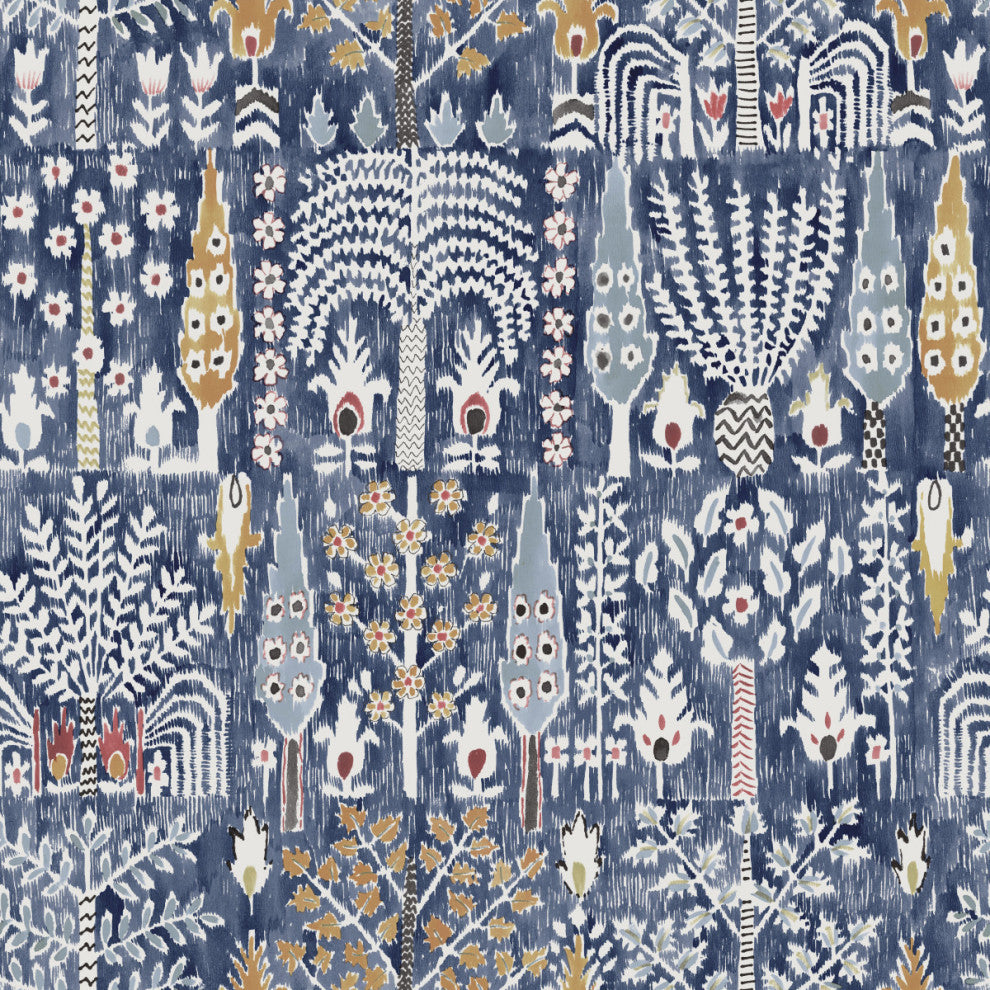 Persian Ikat Peel and Stick Wallpaper, Blue