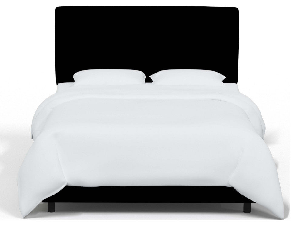 Square Upholstered Bed, Velvet Aubergine, King