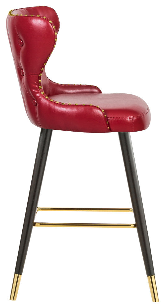 Hendrix Faux Leather Upholstered Bar Stool, Set of 2, Red