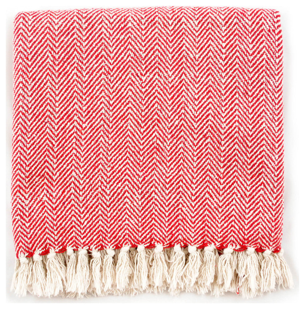 Tango Red Chevron Handloom Throw