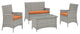 Light Gray Orange Bridge 4-Piece Outdoor Patio Patio Conversation Set