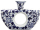 Ceramic Contemporary Vase With Cutout Design, Blue and  White