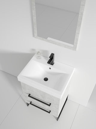 Fine Fixtures Modern Vanity Set, Gray Marble, 24", Black Hardware