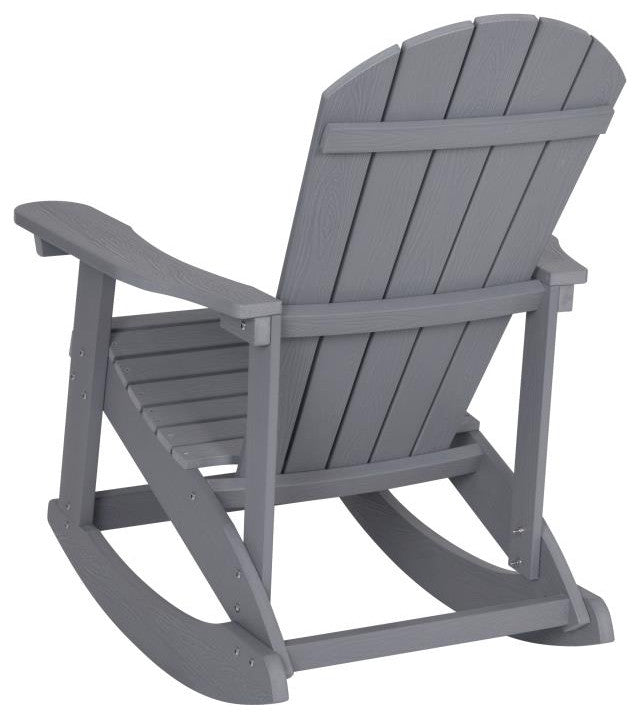 Savannah All-Weather Poly Resin Wood Adirondack Rocking Chair, Light Gray
