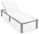 LeisureMod Marlin Patio Chaise Lounge Chair With Gray Frame, White