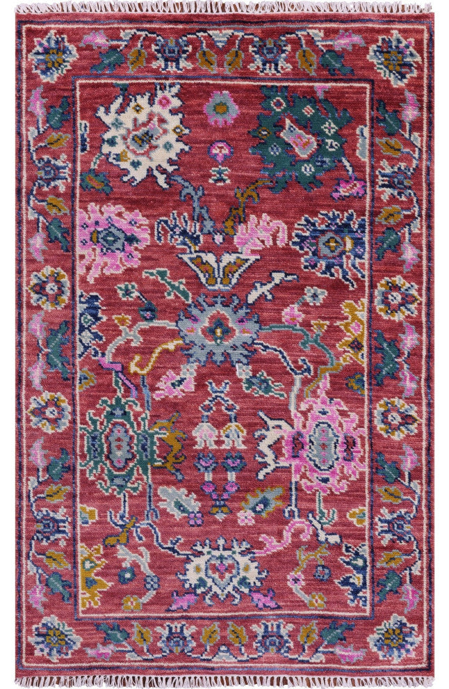 3' 1" X 4' 11" Hand Knotted Turkish Oushak Wool Rug - Q15902