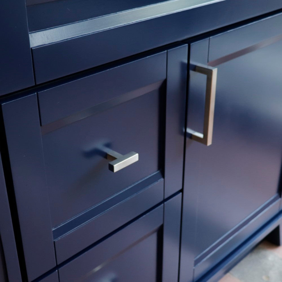 37" Single Sink Vanity, Blue Finish With Gray Granite