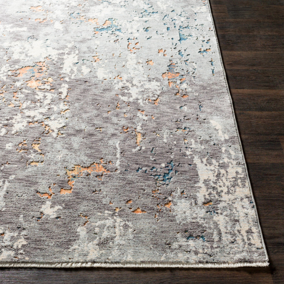 Surya Presidential PDT-2302 5'x8'2" Rug, Gray/Pale Blue/Burnt Orange/Peach/Ivory
