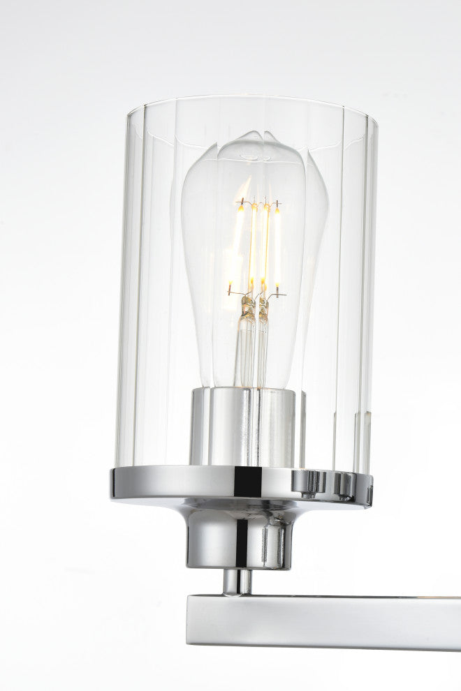3 Light Chrome And Clear Bath Sconce