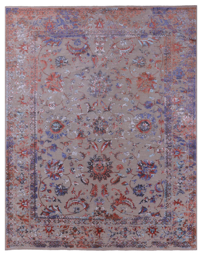 7' 10" X 10' 2" Wool and Silk Hand Knotted Persian Rug Q5879
