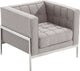 Andre Contemporary Chair, Gray Tweed and Stainless Steel