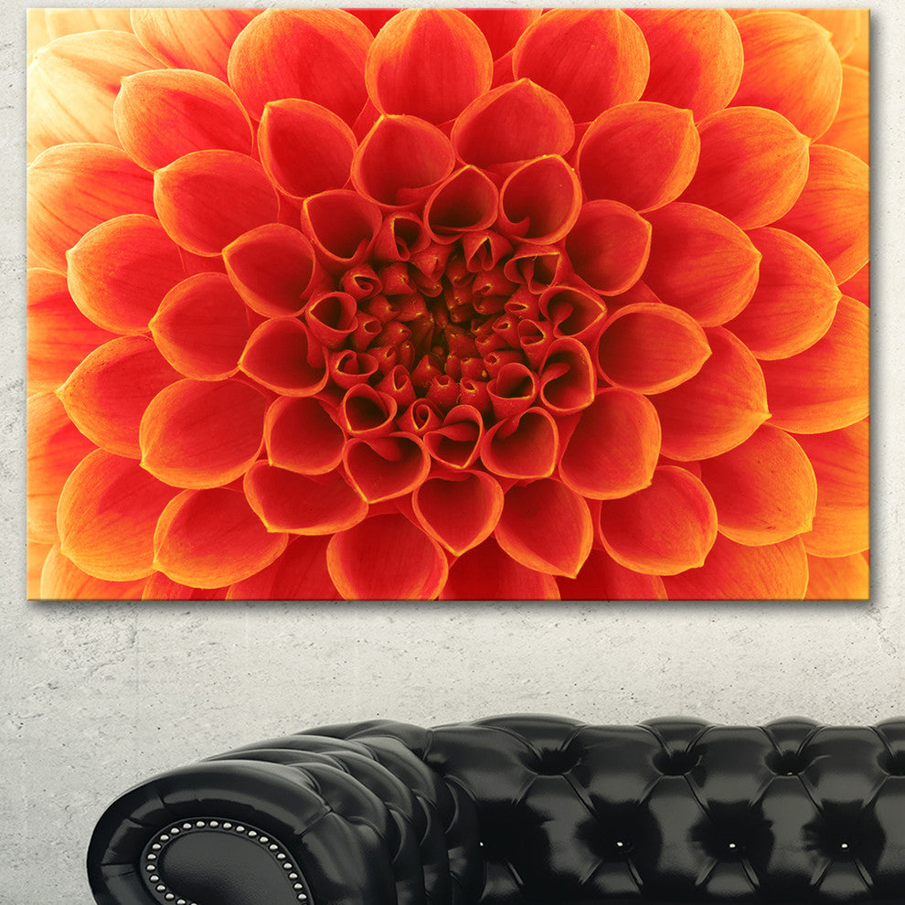 Orange Abstract Flower Petals, Floral Canvas Art Print, 40"x30"