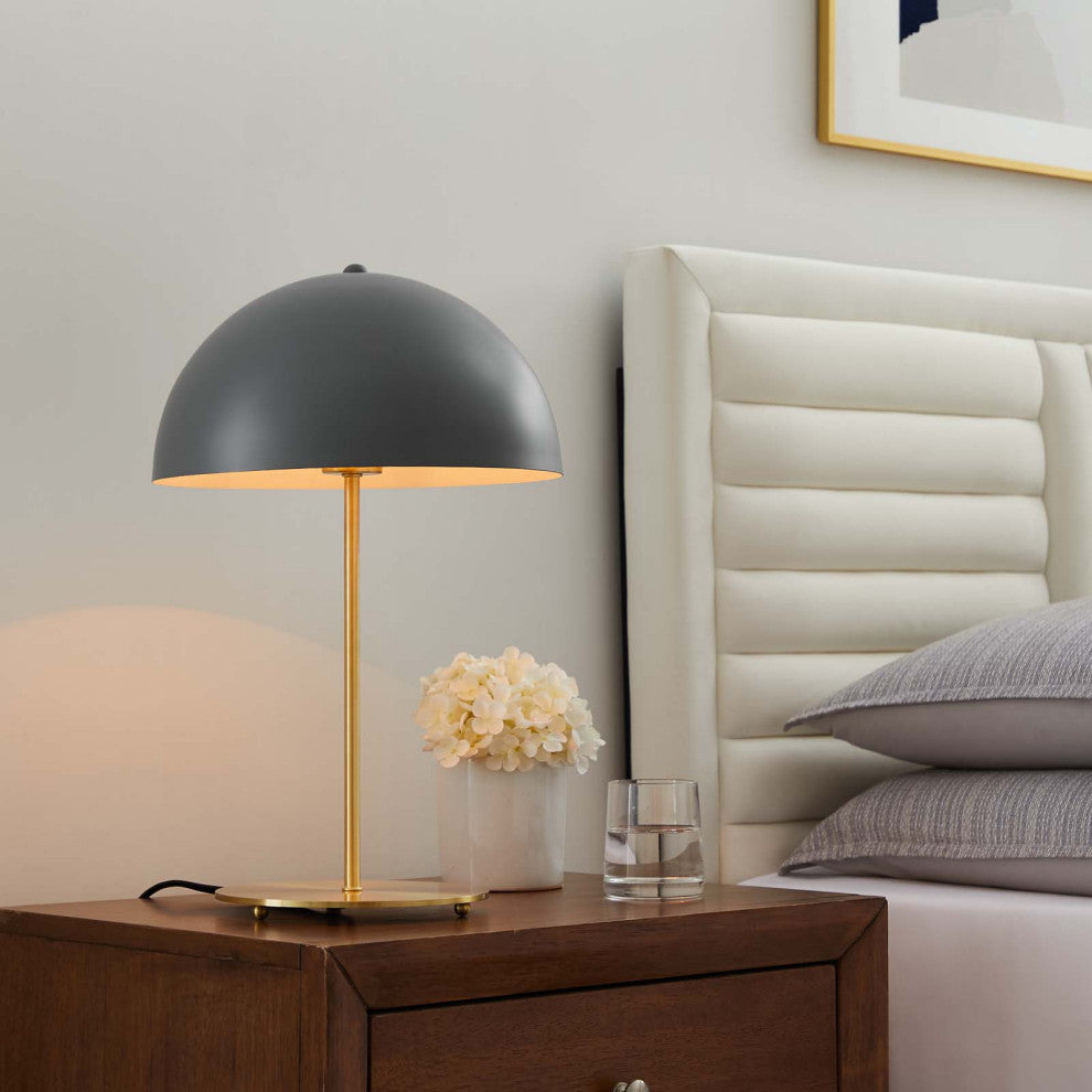 Table Lamp, Gray Gold, Metal, Modern, Mid Century Cafe Bistro Hospitality