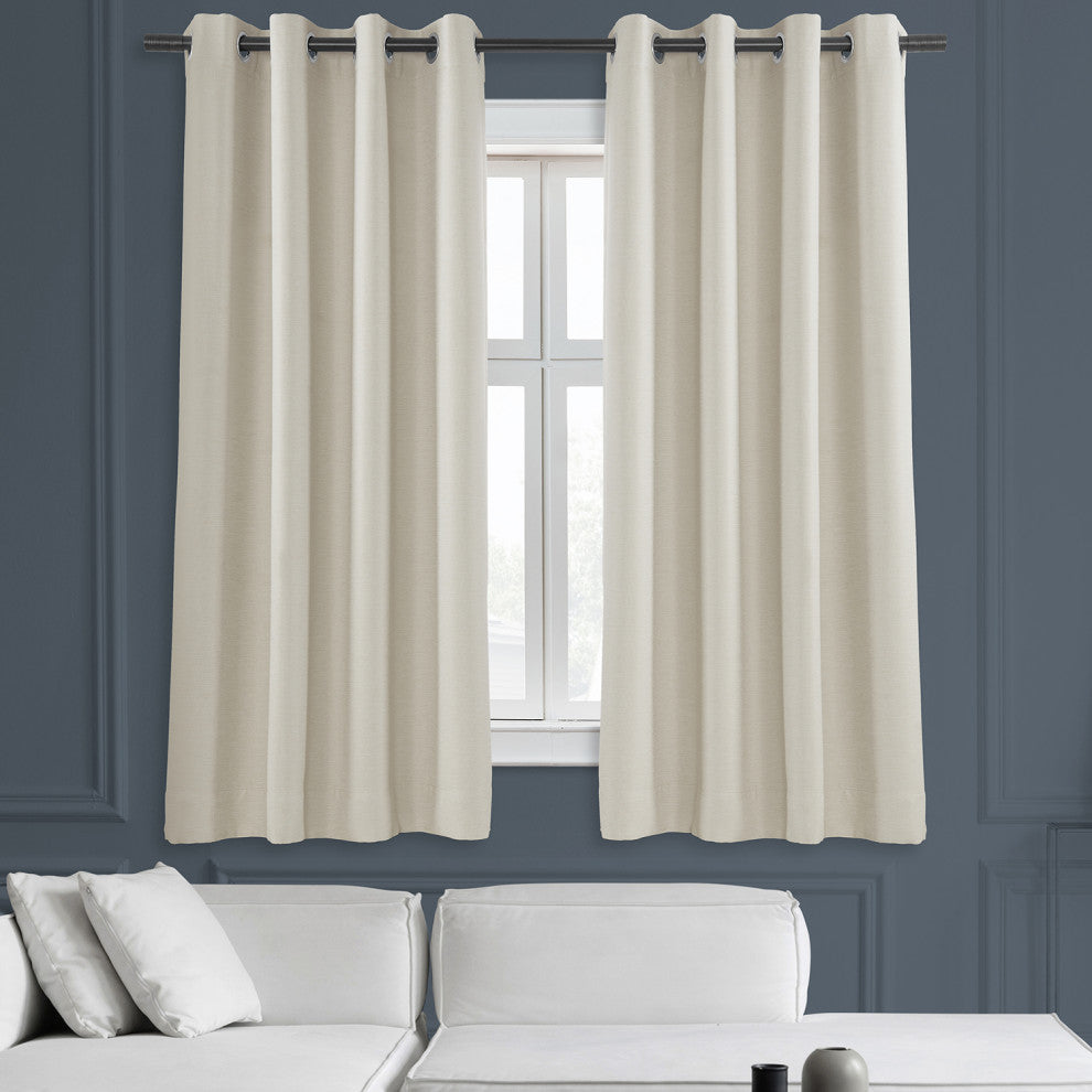 Oat Cream Bellino Grommet Blackout Room Darkening Curtain Single Panel, 50"x63"