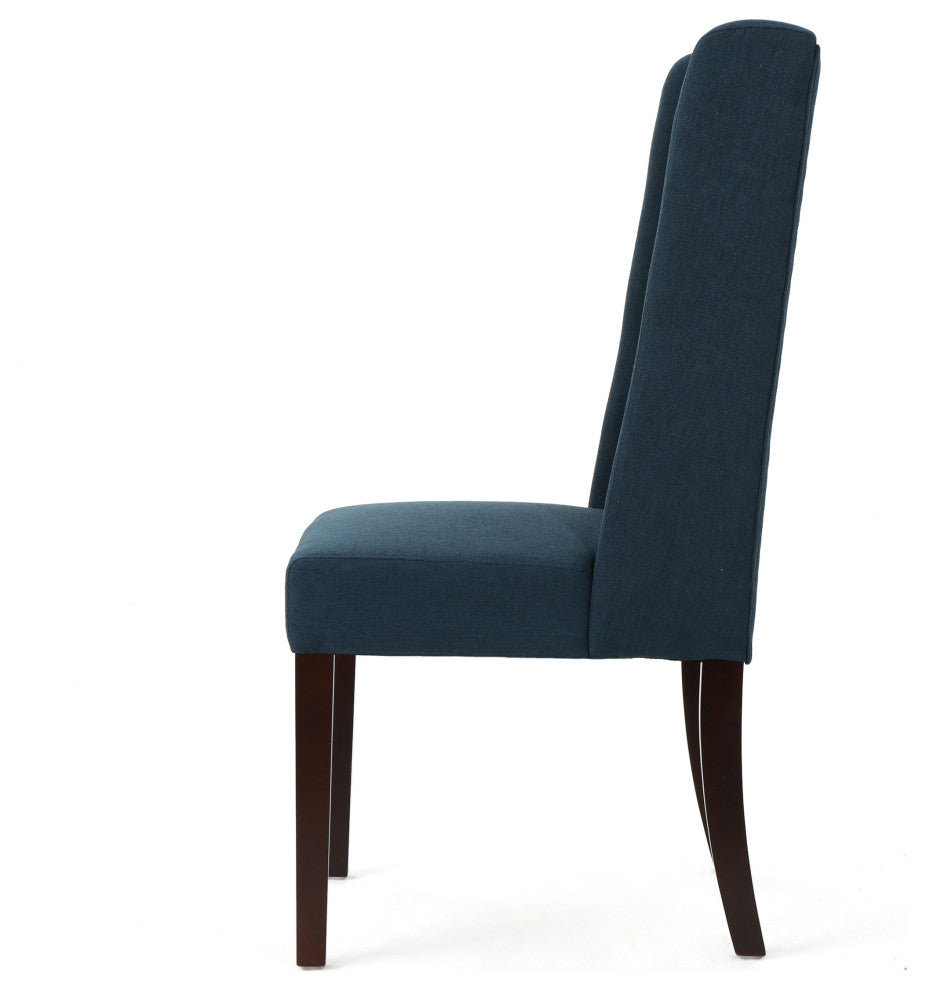GDF Studio Billings Tufted High Back Dining Chairs, Set of 2, Navy Blue, Fabric
