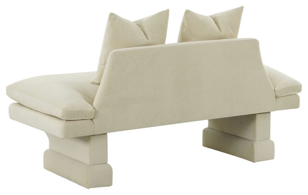 TOV Furniture Hyde Champagne Velvet Pedestal Sofa