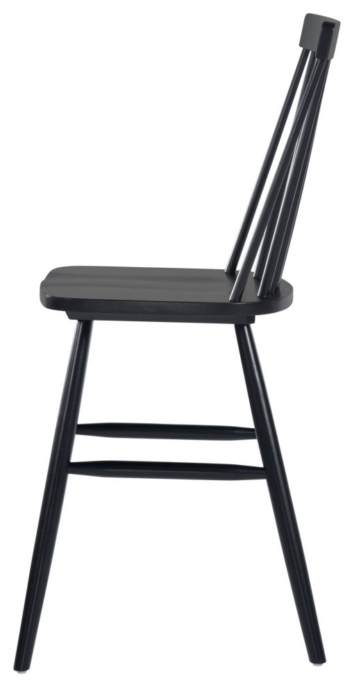 Counter Stool Chair, Set of 2, Wood, Black, Mid Century Bar Kitchen Cafe Bistro