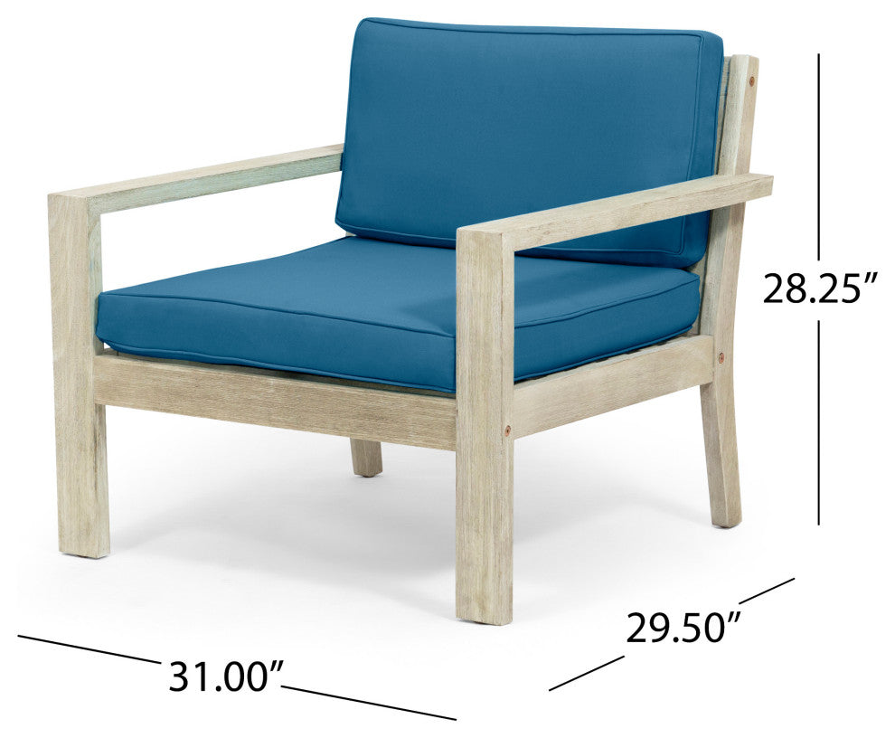 Dominic Outdoor 4 Seater Acacia Wood Chat Set With Cushions, Dark Teal