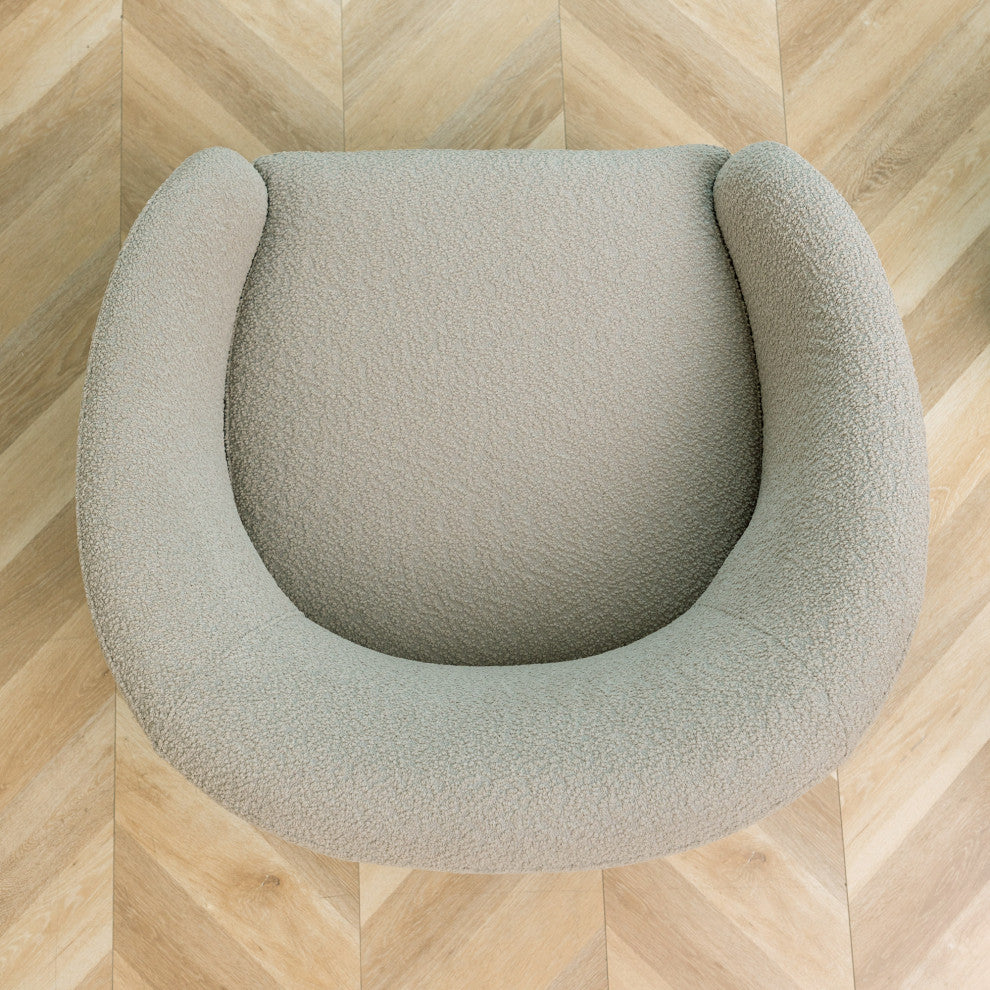 32" Wide Boucle Upholstered Swivel Barrel Chair, Oatmeal