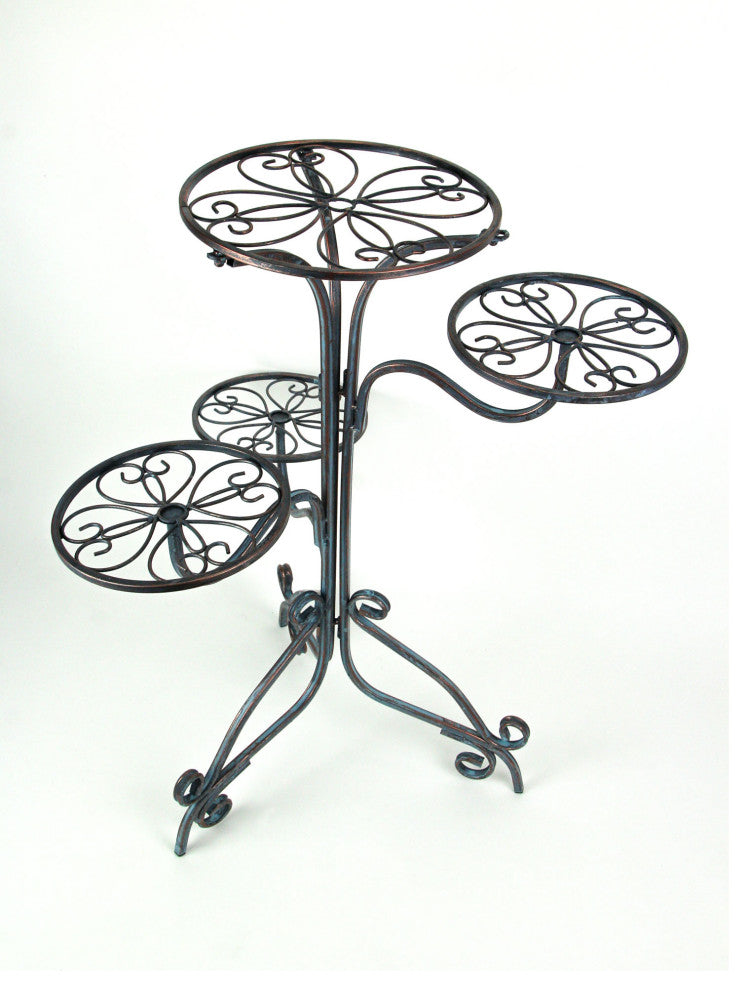 4 Tier Blue Copper Plant Stand Indoor Outdoor Decorative Pot Holder Shelves