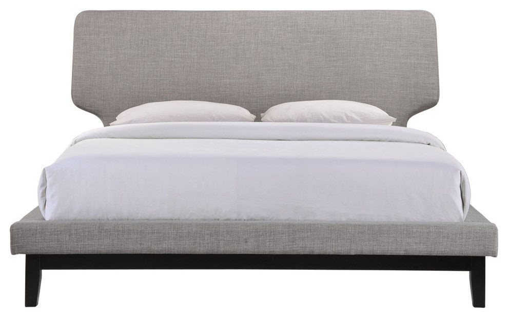 Modern Contemporary 3-Piece Set Queen Size Bedroom Set, Gray, Fabric, Wood
