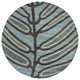 Aschera Contemporary Area Rug, Blue and Dark Brown, 7'9" Round